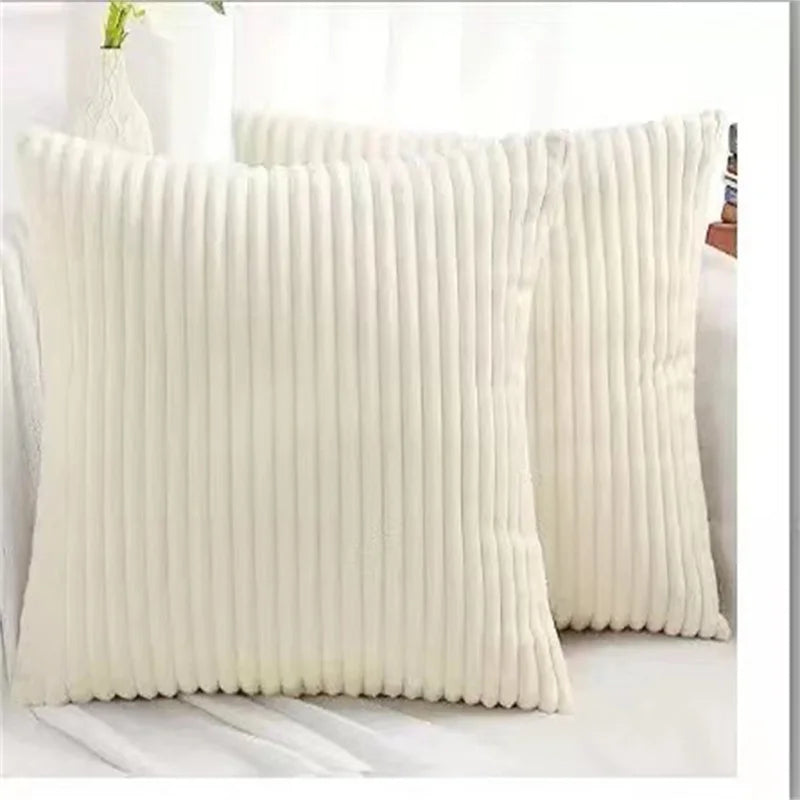 Solid Corduroy Striped Decorative Pillow Cover