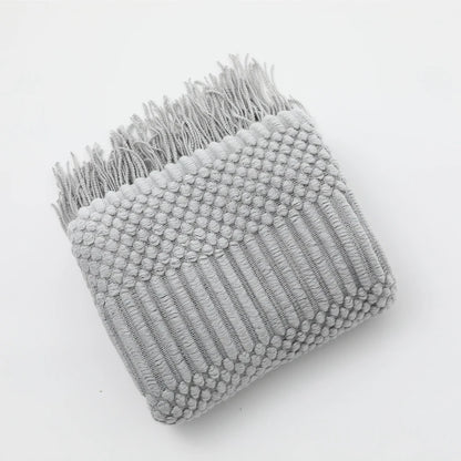 Khaki Knitted Tassel Blanket