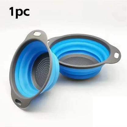 Foldable Round Colander Fruit Vegetable Washing Basket