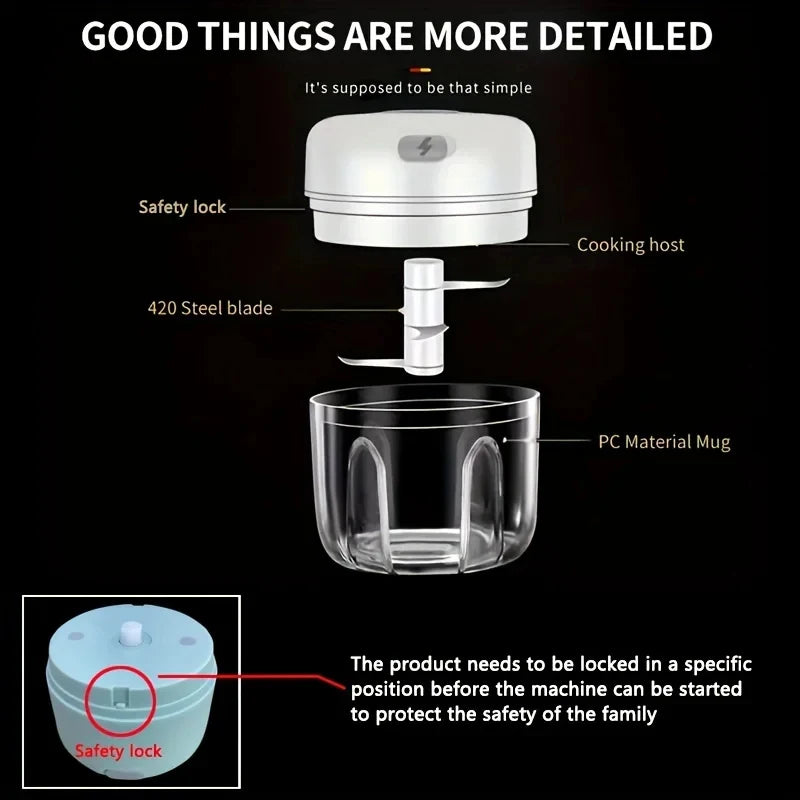 250ml Mini Rechargeable Garlic Chopper Meat Grinder