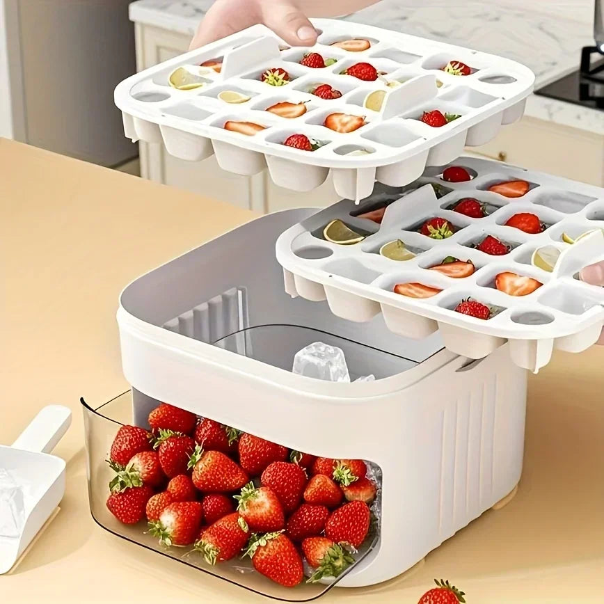 Cube Ice Maker Double-Layer Ice Storage Box