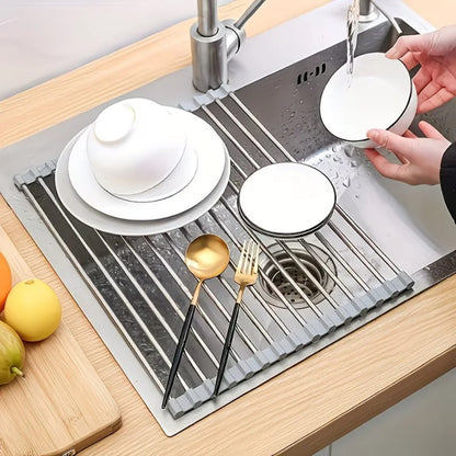 Rollable Stainless Steel Sink Drying Rack