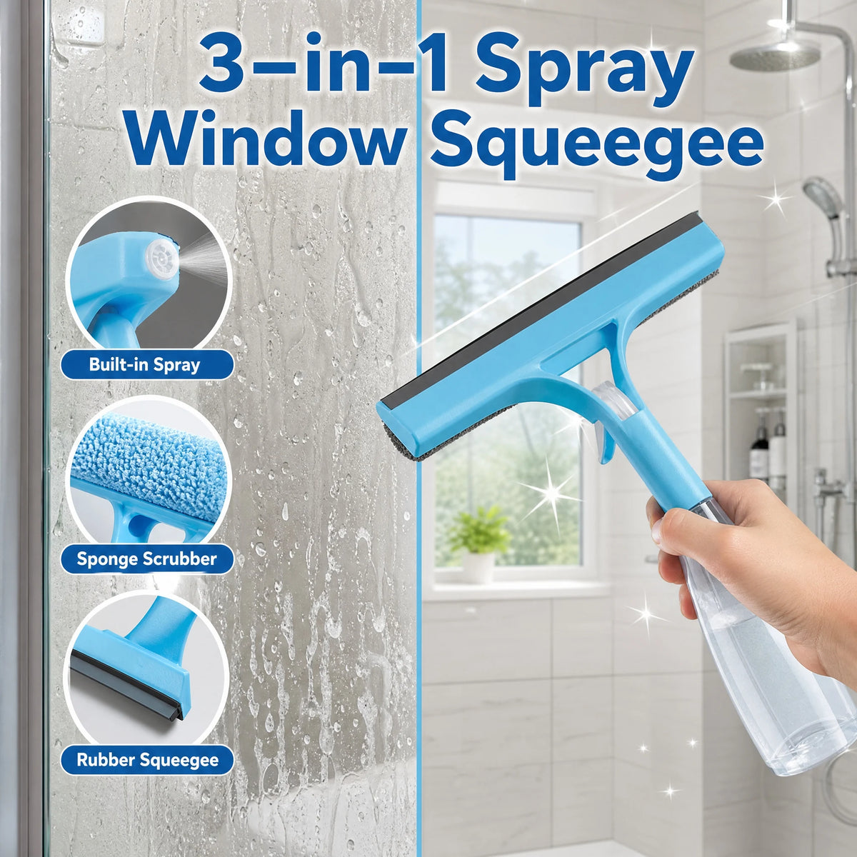 3-in-1 Handheld Window Squeegee