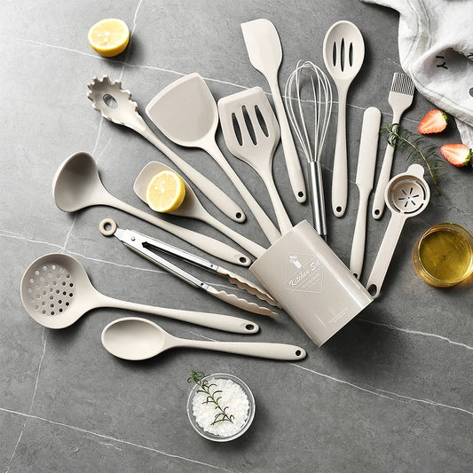 15-Piece Food Grade Silicone Kitchen Cooking Utensils Set