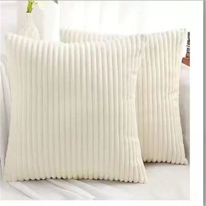 Solid Corduroy Striped Decorative Pillow Cover