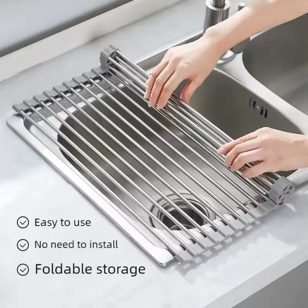 Rollable Stainless Steel Sink Drying Rack
