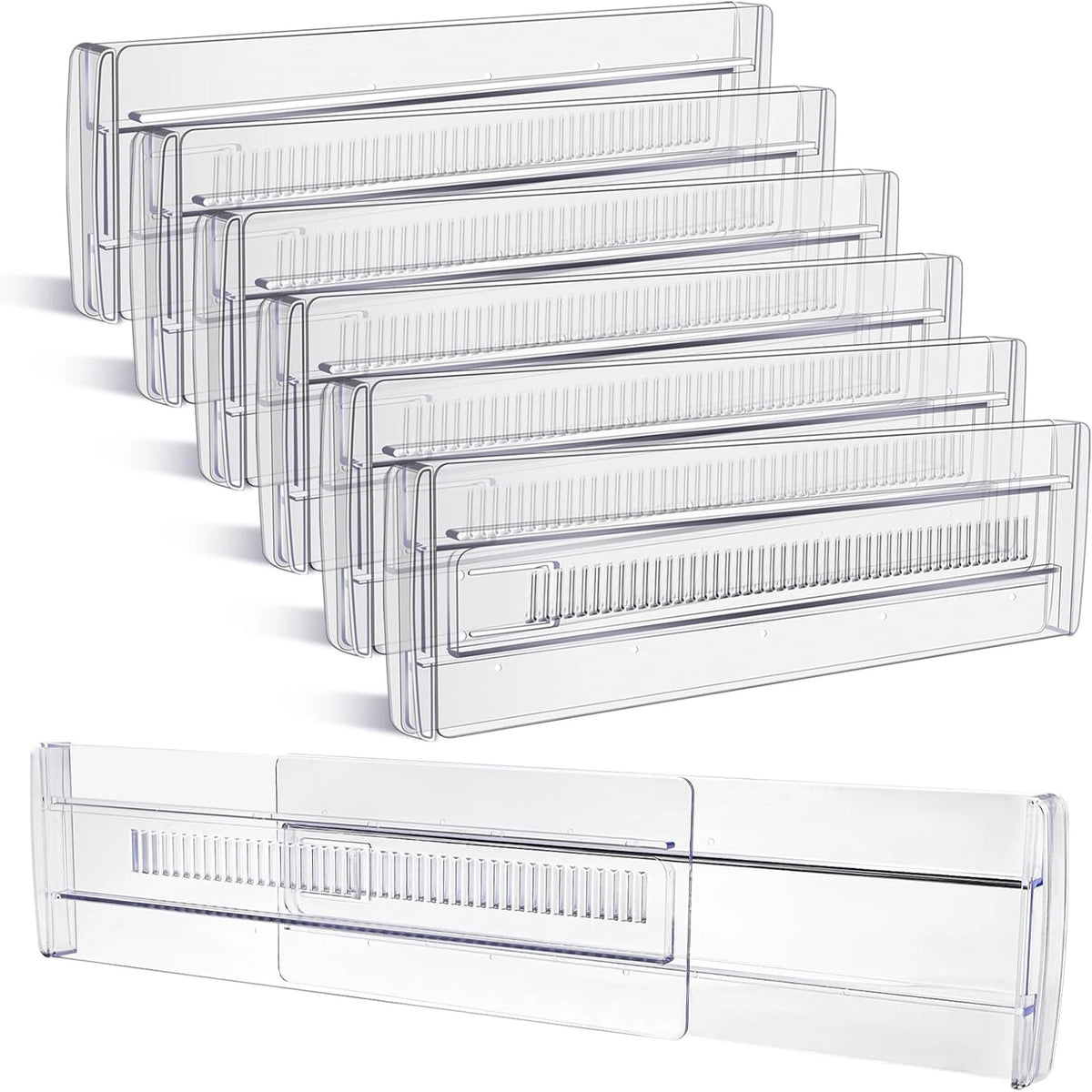 6-Pack Adjustable Clear Drawer Dividers