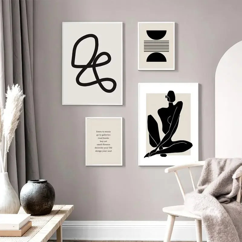 Abstract Boho Geometric Line Canvas Wall Art