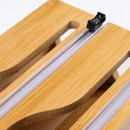 Natural Bamboo Wrap Cutter Wall Mounted Foil Dispenser