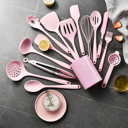 15-Piece Food Grade Silicone Kitchen Cooking Utensils Set