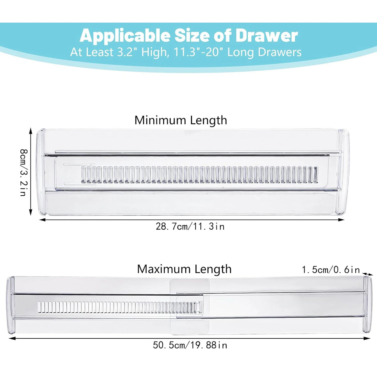 6-Pack Adjustable Clear Drawer Dividers