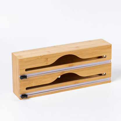 Natural Bamboo Wrap Cutter Wall Mounted Foil Dispenser
