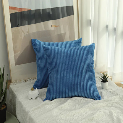 Solid Corduroy Striped Decorative Pillow Cover