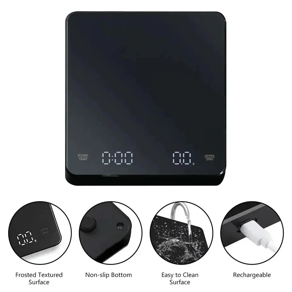 USB Rechargeable Digital Espresso Scale with Timer