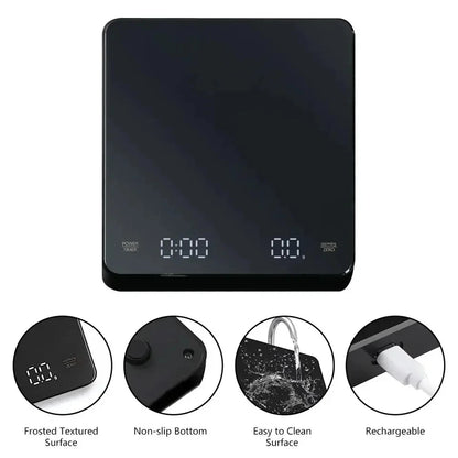 USB Rechargeable Digital Espresso Scale with Timer