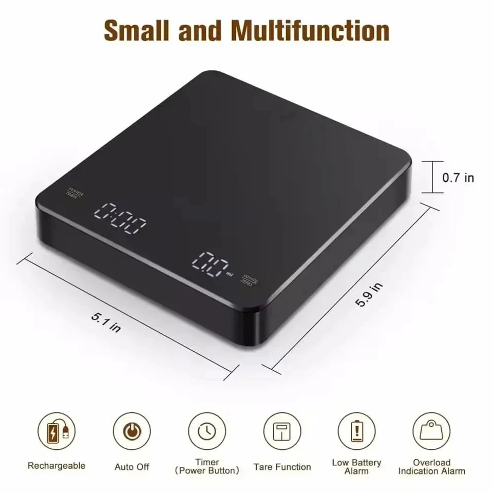 USB Rechargeable Digital Espresso Scale with Timer