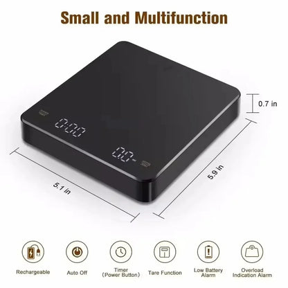 USB Rechargeable Digital Espresso Scale with Timer