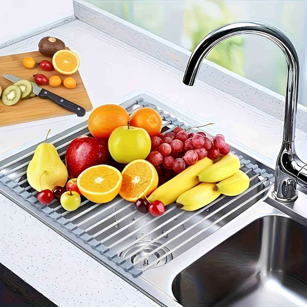 Rollable Stainless Steel Sink Drying Rack