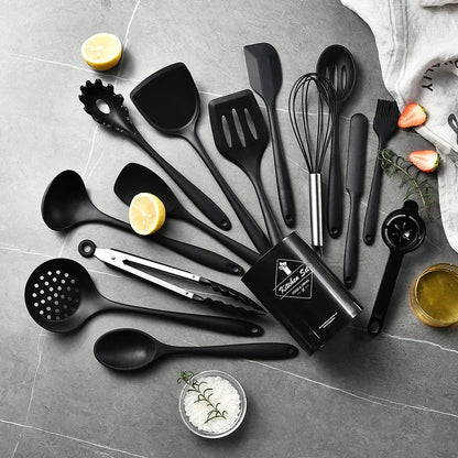 15-Piece Food Grade Silicone Kitchen Cooking Utensils Set
