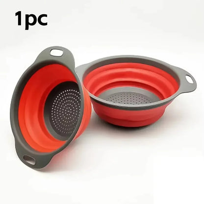 Foldable Round Colander Fruit Vegetable Washing Basket