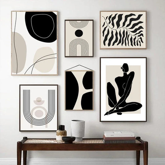 Abstract Boho Geometric Line Canvas Wall Art