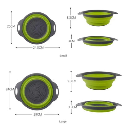 Foldable Round Colander Fruit Vegetable Washing Basket