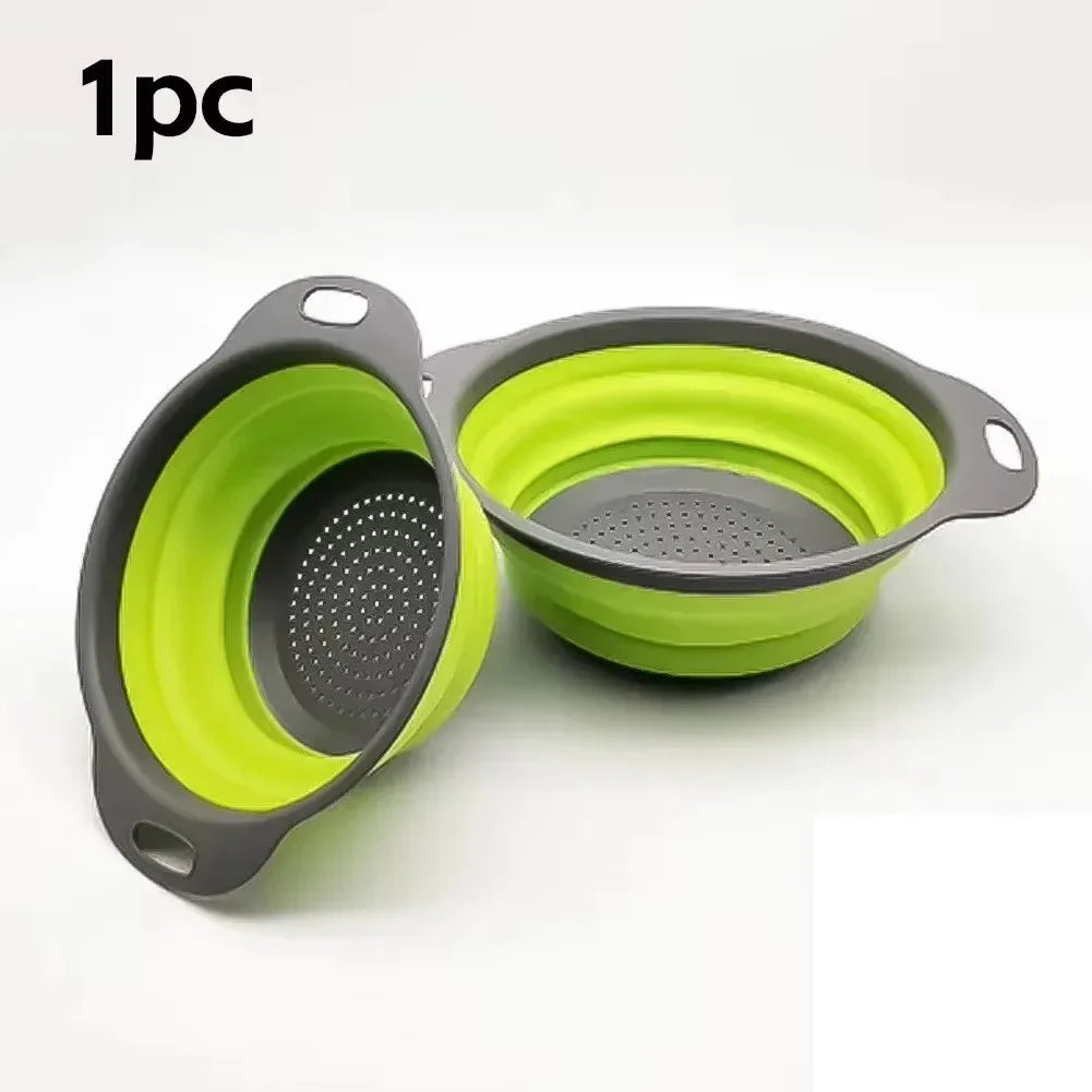 Foldable Round Colander Fruit Vegetable Washing Basket