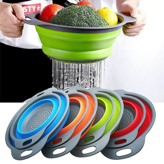 Foldable Round Colander Fruit Vegetable Washing Basket