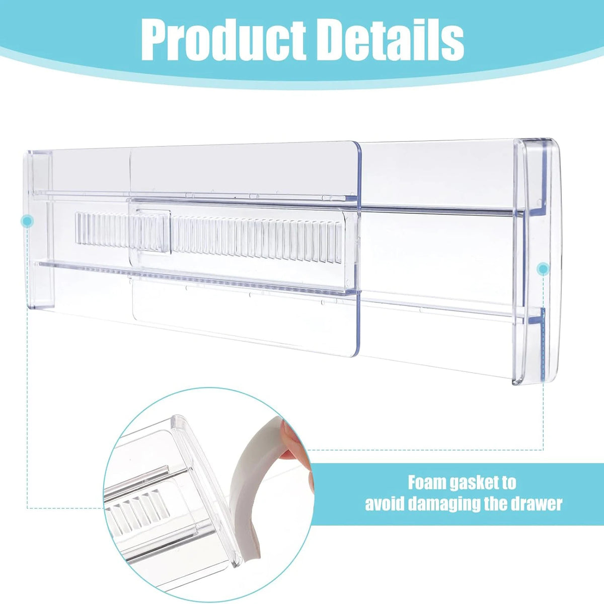 6-Pack Adjustable Clear Drawer Dividers