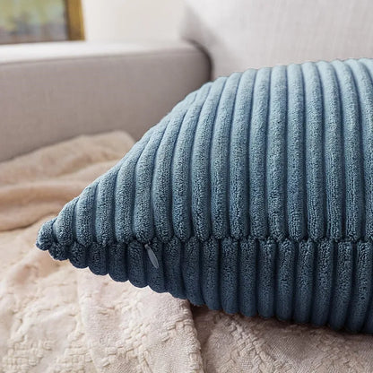 Solid Corduroy Striped Decorative Pillow Cover