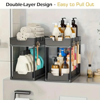 Double-Layer Pull-Out Kitchen Storage Rack