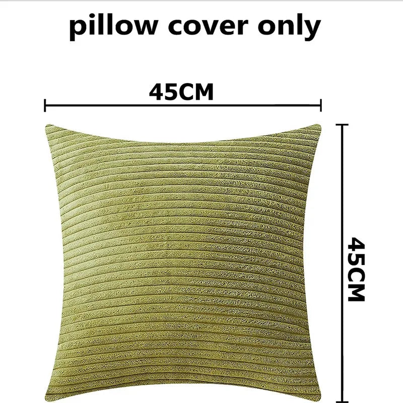 Solid Corduroy Striped Decorative Pillow Cover