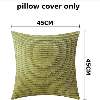 Solid Corduroy Striped Decorative Pillow Cover