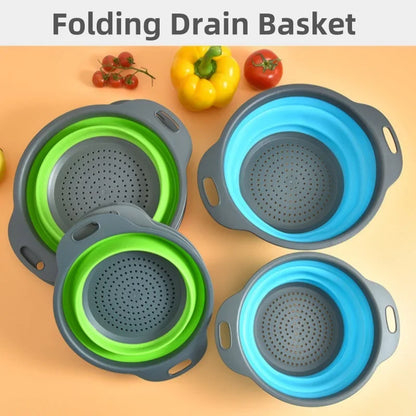 Foldable Round Colander Fruit Vegetable Washing Basket