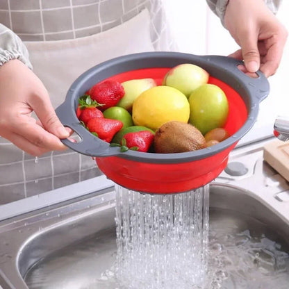 Foldable Round Colander Fruit Vegetable Washing Basket