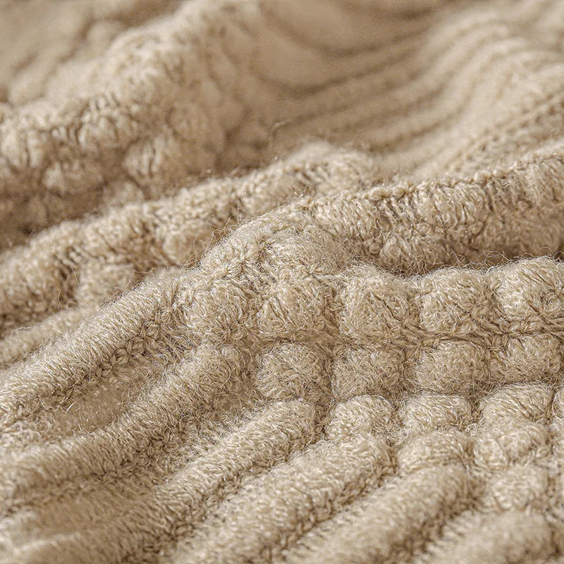 Khaki Knitted Tassel Blanket