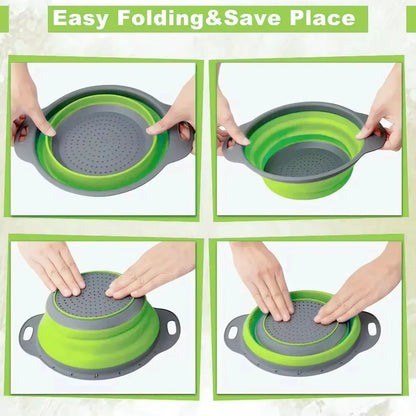 Foldable Round Colander Fruit Vegetable Washing Basket